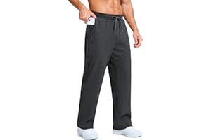 Soothfeel Men's Fleece Sweatpants Cotton Open Bottom Straight Leg Baggy Winter Warm Pants Sweatpants