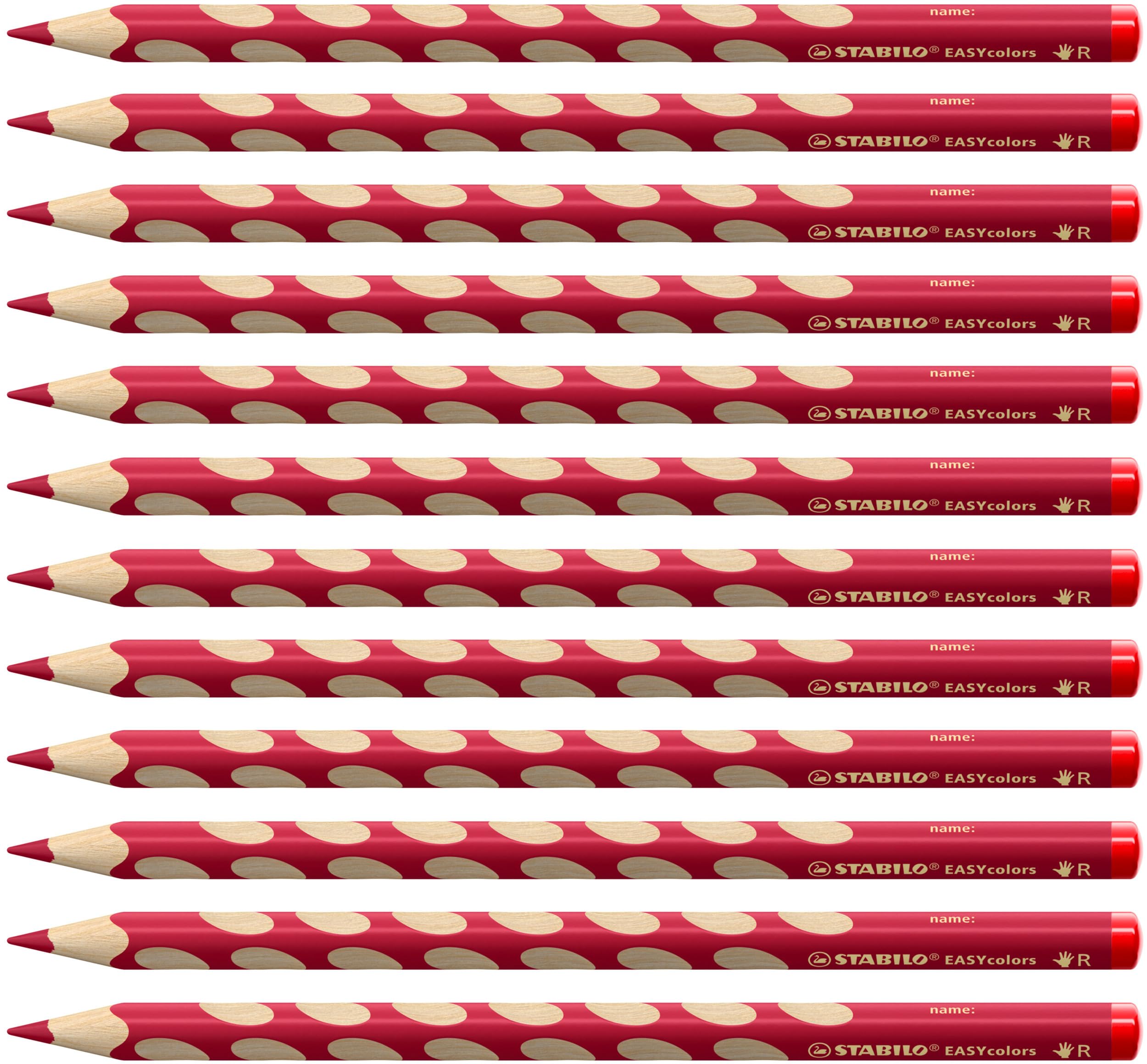 STABILO Ergonomic Colouring Pencil EASYcolors - Right-Handed - Pack of 12 - Red
