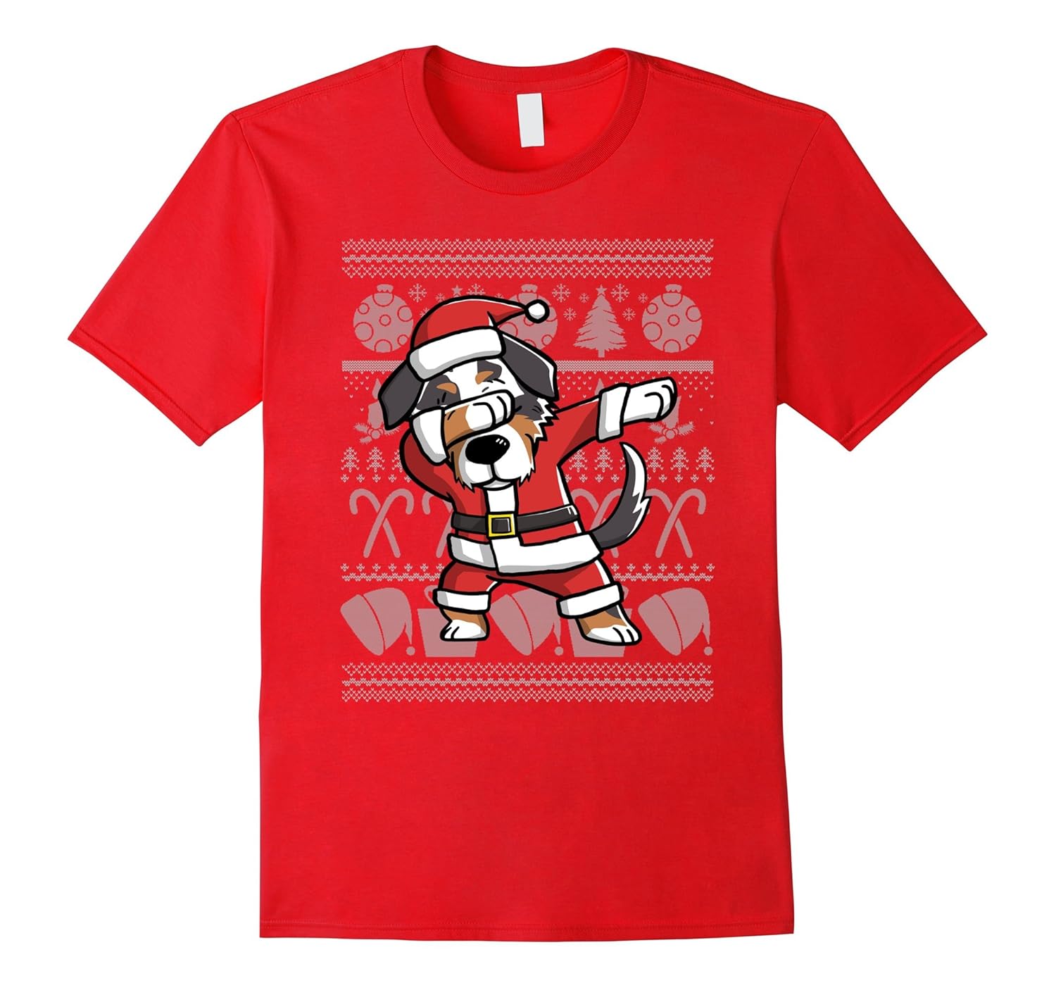 Dabbing Australian Shepherd Dog Ugly Christmas T-Shirt-ANZ