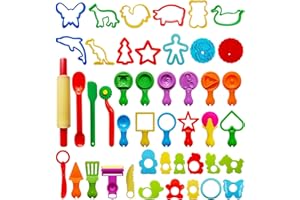 FRIMOONY Dough Tools Set for Kids, Various Plastic Molds, Assorted Colors, 45 Pieces