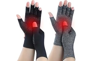 Kecartu 2 Pairs Compression Gloves for Rheumatoid Arthritis, Osteoarthritis, Carpal Tunnel Pain, Fingerless Arthritis Hand Gloves for Women Men Support Work&Computer Typing (Pure Black+Black,Large)