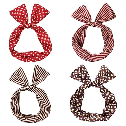Sea Team Twist Bow Wired Headbands Scarf Wrap Hair Accessory