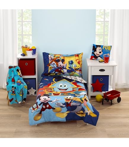 Jay Franco Mickey Mouse Duvet Cover Set – 2-Piece Twin Size Comforter Cover & Sham, Super Soft Brushed Microfiber (Blue)