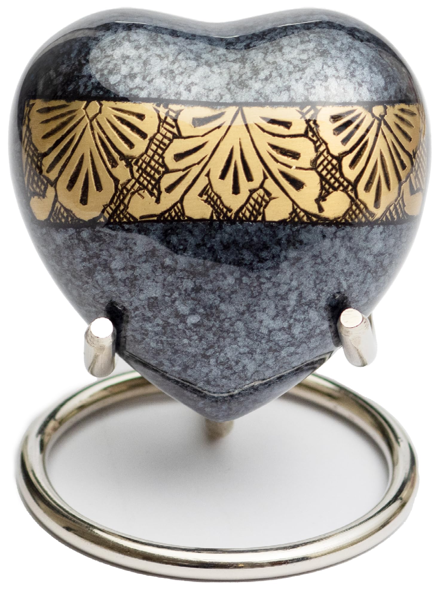 Royal Rapture Urn for Ashes Funeral Memorial Cremation Keepsake Love Urns Decorative Brass Heart with Stand (Gold Grey, 3") RHM03-10 — image 1