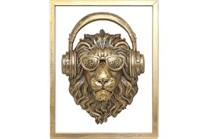 Newinhome Animal Heads Wall Decoration Resin Animals Sculptures Head Wall Hanging Decor Gold vintage Wall Sculpture for Living Room Bedroom Office(Lion)