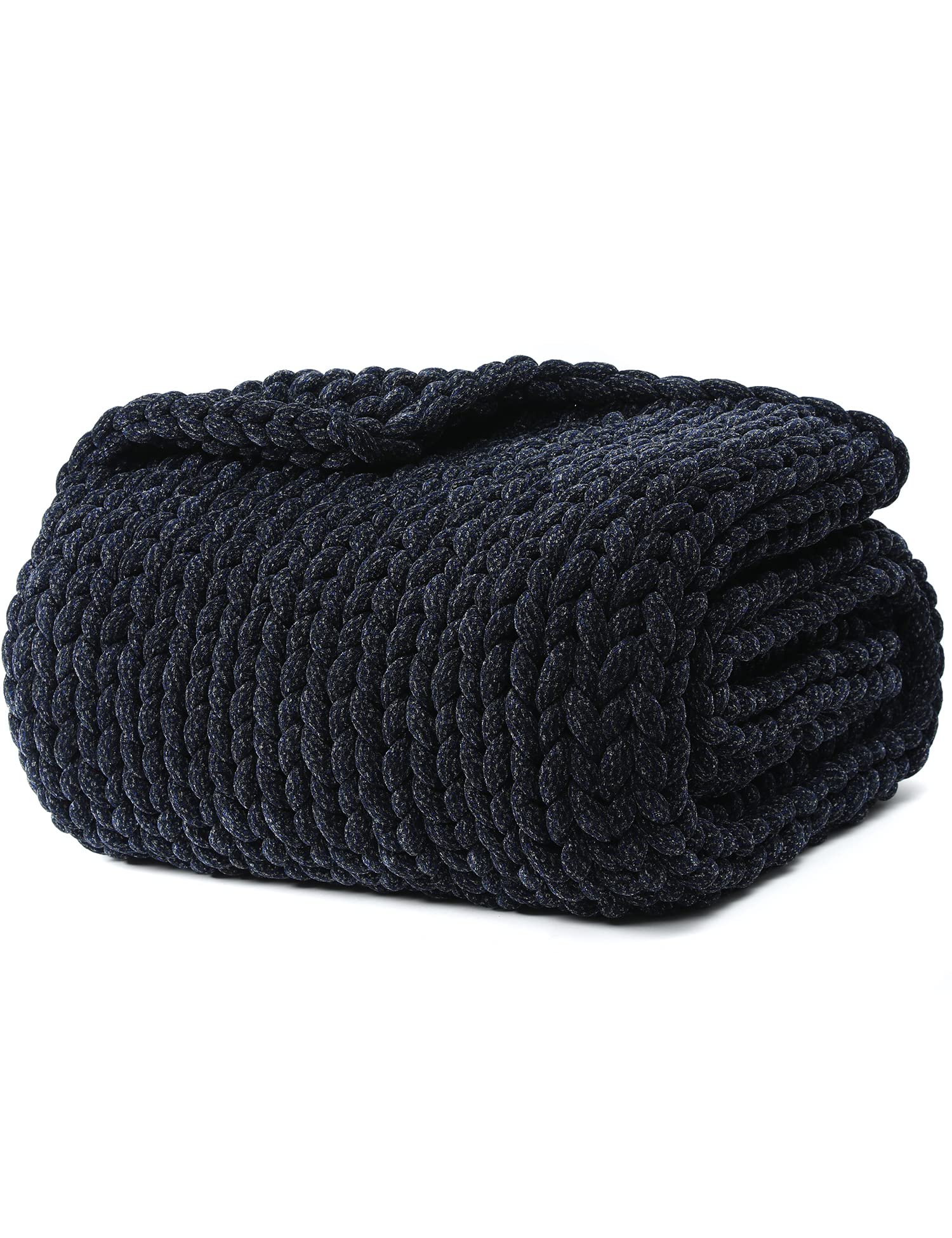 Photo 1 of YnM Chenille Weighted Blanket, Handmade Chunky Knitted Design, Soft and Cozy, Temperature Regulating and Breathable, Machine Washable Throw for Sleep or Home Decor (Black Blue, 50x60 Inch, 10lbs)