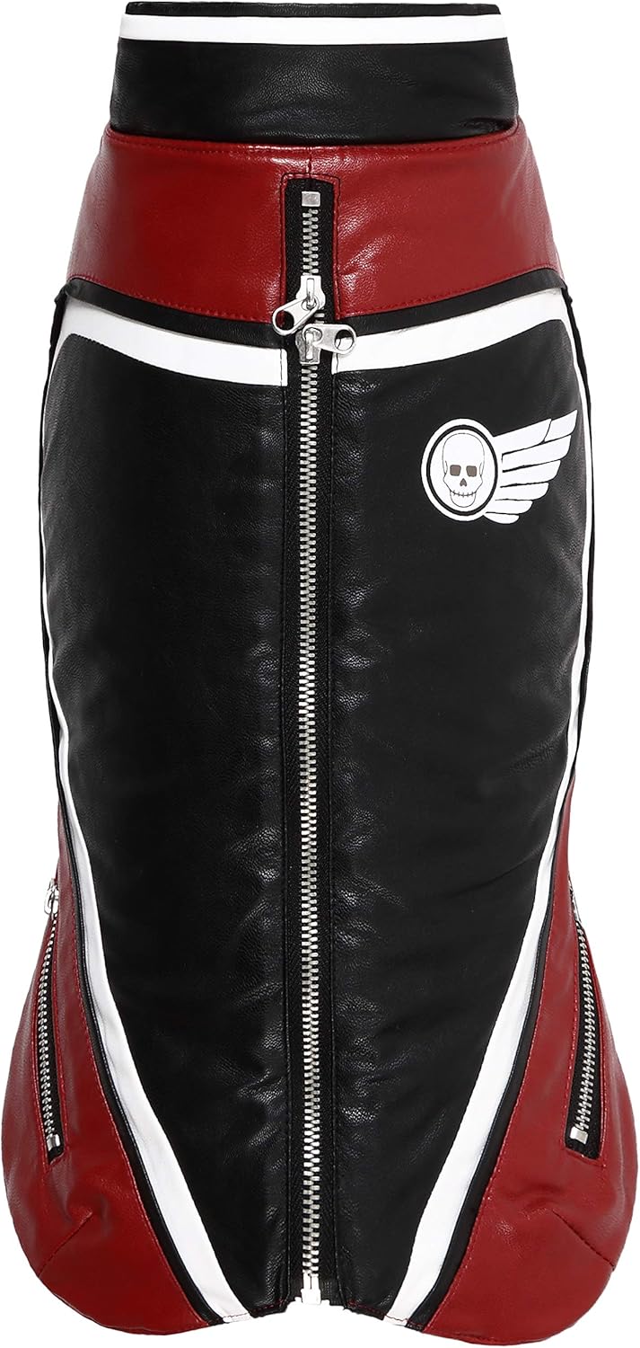 Wouapy 728430 Coat for Dogs Motor Cycle Size 30, Red
