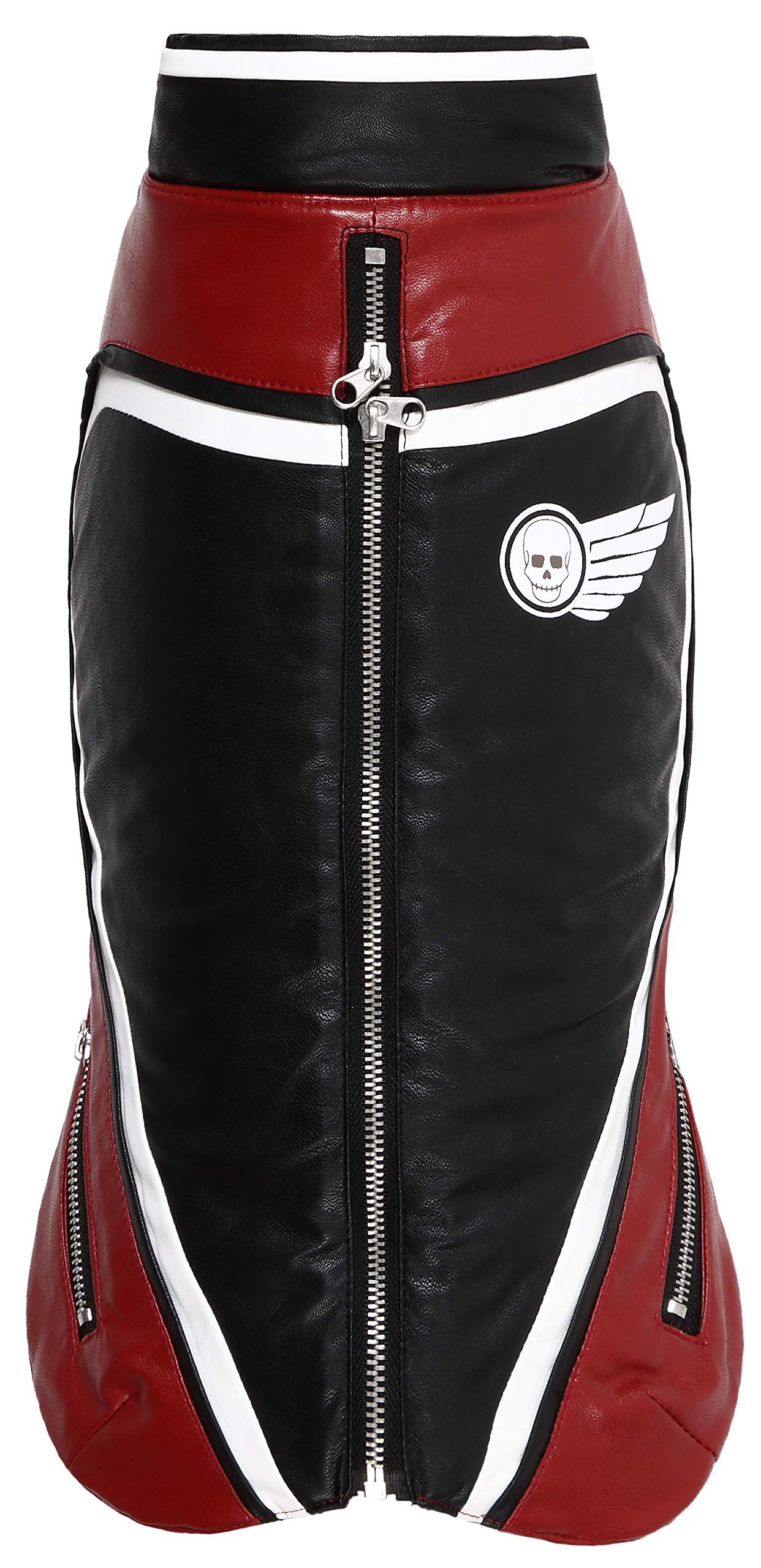 Wouapy 728430 Coat for Dogs Motor Cycle, Size 30, Red