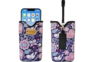 Tainada Men Women Neoprene Shockproof Phone Sleeve Pouch Carrying Case with Neck Lanyard, Belt Loop Holster for iPhone 17/16 Pro Max, 16 Plus, 16e, Air, Samsung S25+, S24, A56 (Floral Pattern Purple)