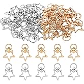 40 Pieces Star Lobster Claw Clasp Swivel Clasps Clips Star Shaped Spring Snap Keychain Clip Metal Swivel Clasp Snap Hook Key Ring Small DIY Accessorie for Crafting Keyrings Bags Jewellery Gold Silver