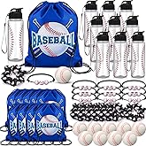 Mifoci 50 Pcs Baseball Party Supplies Gift Set Includes Baseball Water Bottle Gift Bag Mini Balls Sports Bracelets Hair Ties for Sports Team Celebrations