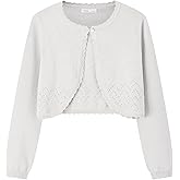 CUNYI Girls Sparkle Bolero Cardigans Long Sleeve Cropped Cardigan Shrug for Dresses Lightweight Knit Sweater Elegant