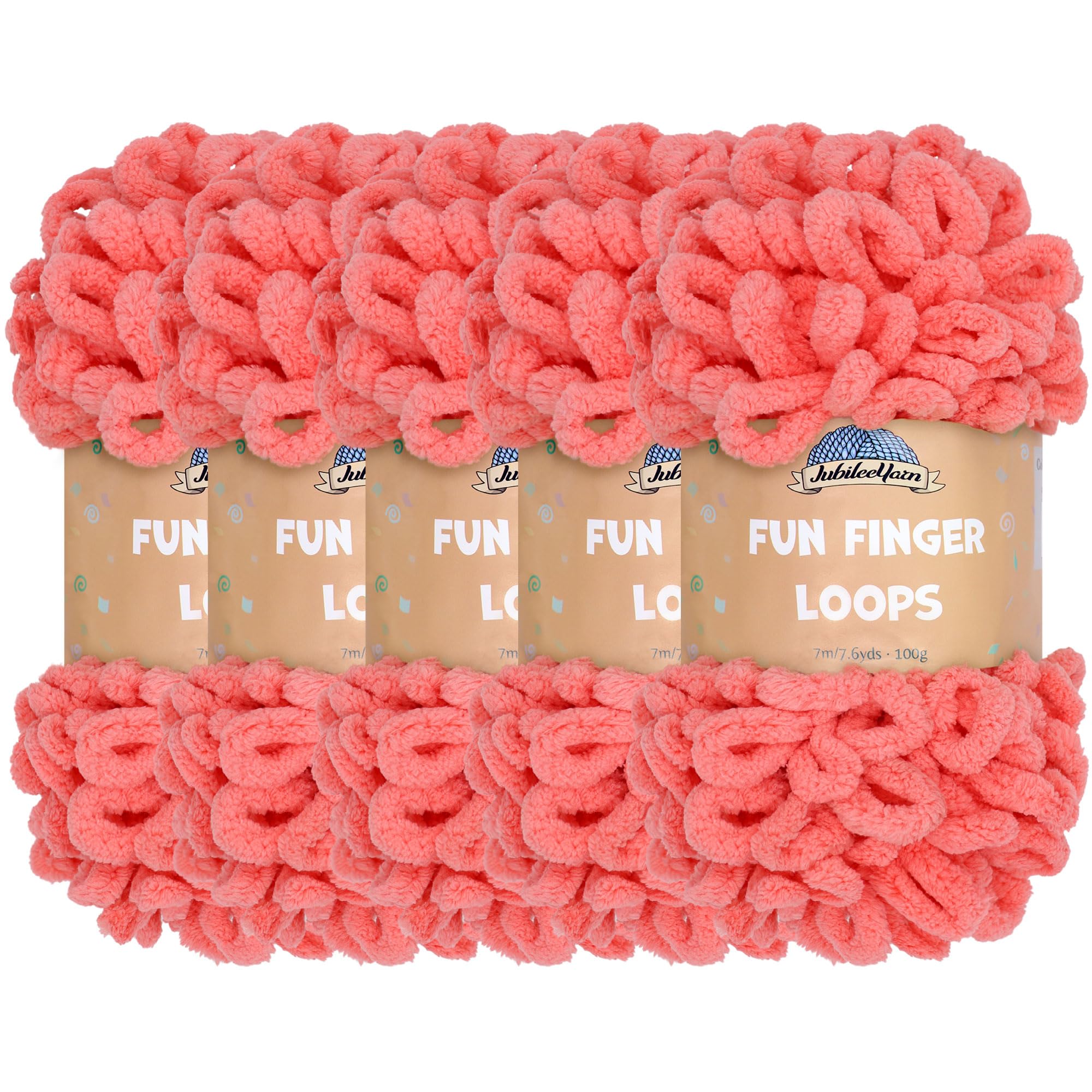 JubileeYarn Fun Finger Loops Yarn - Polyester Jumbo Weight Loop Yarn - 100g/Skein - Sherbert - 5 Skeins — image 1