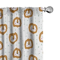 Lunarable Lion Curtains, Pattern of Triangles and