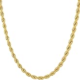 LIFETIME JEWELRY Gold Rope Chain for Men & Women - Diamond Cut 24k Real Gold Plated Gold Necklace - Lifetime Replacement - Durable Clasp - 4mm