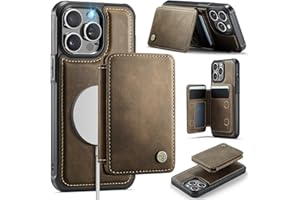 Usroom Compatible with Magsafe Wireless Charing for iPhone 14 Pro Max 6.7" Wallet Case, RFID Blocking Card Holder 2 in 1 Detachable Wallet Kickstand Shockproof Case, Brown