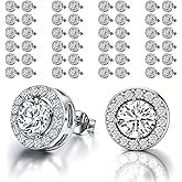 24 Pairs Dance Earrings, 10mm Rhinestone Earrings Women Round Halo Earring Studs Crystals Stud for Dance Competitions Stage Opera Party Performance Wedding Bridal Earring