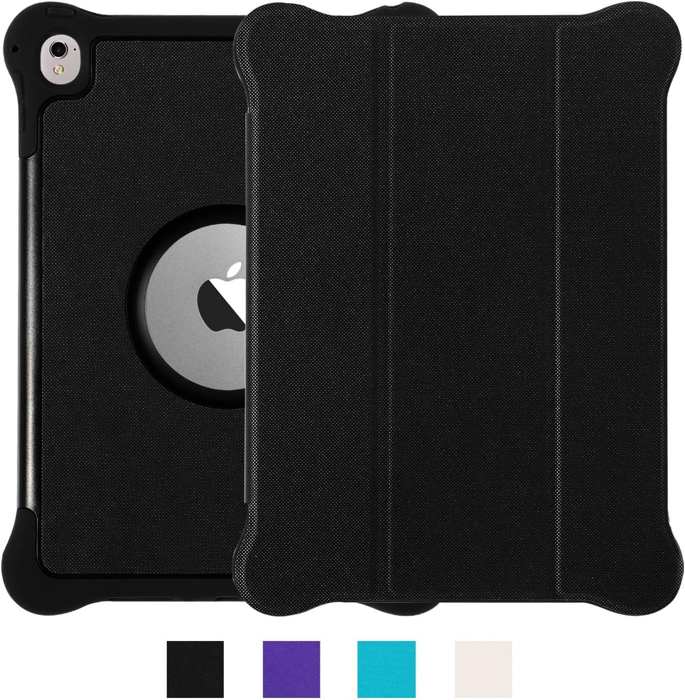 iPad Pro 9.7 Case, IPHIGENIA Lightweight Leather Flip Stand Case with Silicone Dual Layer Protection Shockproof Magnetic Smart Cover Case Support Sleep and Awake Function Black