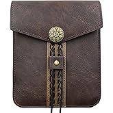 HiiFeuer Vintage Medieval Faux Leather Belt Bag, Retro Middle Ages Belt Pouch Waist bag, Portable Side Pack For LARP Ren Faire
