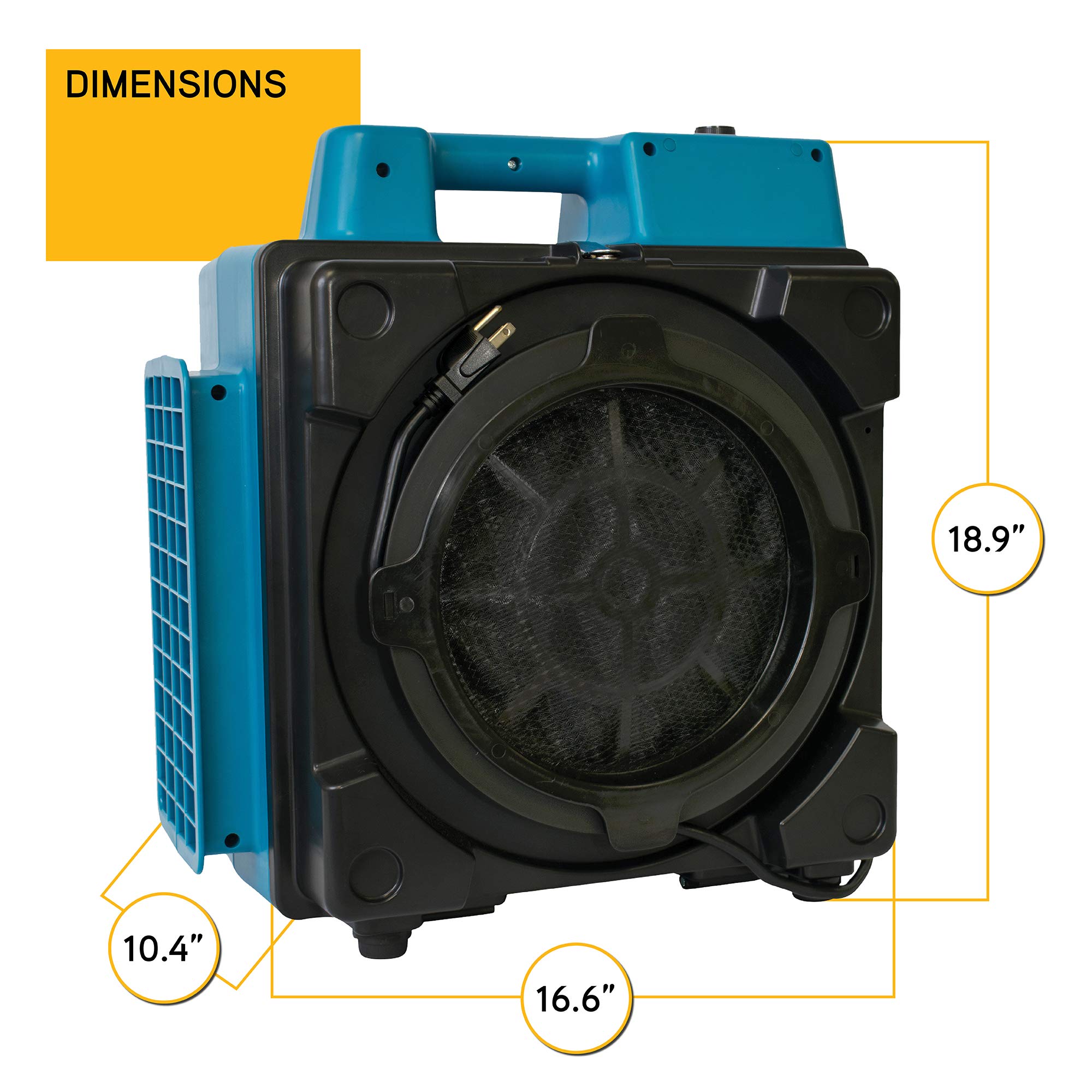 XPOWER X-2580 1/3HP 550 CFM Air Mover – Sealed Motor Low Profile Carpet Dryer – Air Blower Build-In GFCI Power Outlets & Hour Meter Dryer Floor Fan