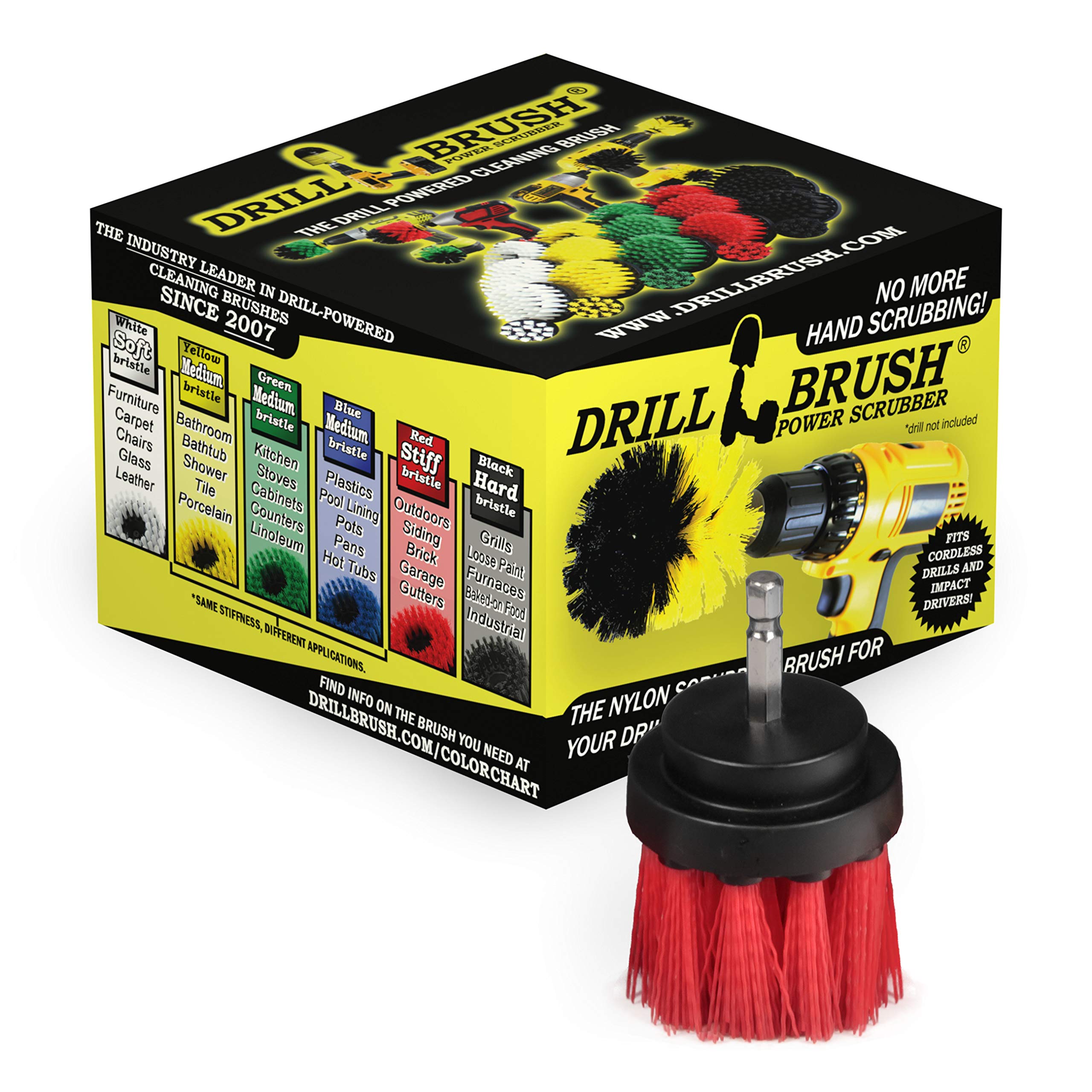 Outdoor - Deck Brush - Remove Algae, Mold, Mildew, and Moss - Scrub Brush - Concrete - Garden Statues - Bird Bath - Spin Brush - Outdoor Water Fountain - Granite Cleaner - Headstones - Drill Brush