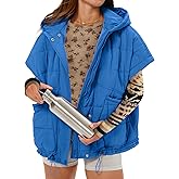 Gacaky Quilted Vest for Women Oversized Stand Collar Cap Sleeve Puffer Jacket Warm Button Zip Up Hoodies Coat Outwear