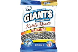 GIANTS SUNFLOWER SEEDS GIANTS Kettle Roast Sweet & Salty Sunflower Seeds - Sunflower Seeds Bulk, Sunflower Seed Snack, Roasted & Lightly Salted Sunflower Seeds to Eat with 8g Protein Per Serving - 5 oz Bag (Pack of 12)