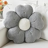 Ddliury Flower Pillow, Flower Shaped Pillow Decorative Throw Pillows for Bed Couch, Cute Daisy Pillow Dorm Decor Floor Seating Cushion (Grey, 19.6 Inches)