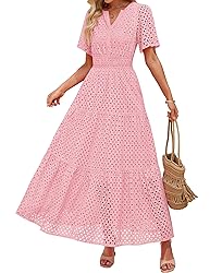 ZESICA Women's 2025 Summer Short Sleeve Maxi Dress