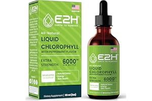 E2H EARTH TO HUMANS E2H Chlorophyll Liquid Drops - Natural Energy Booster, Immune System Support and Internal Deodorant - Peppermint Flavor - 2 Fl Oz