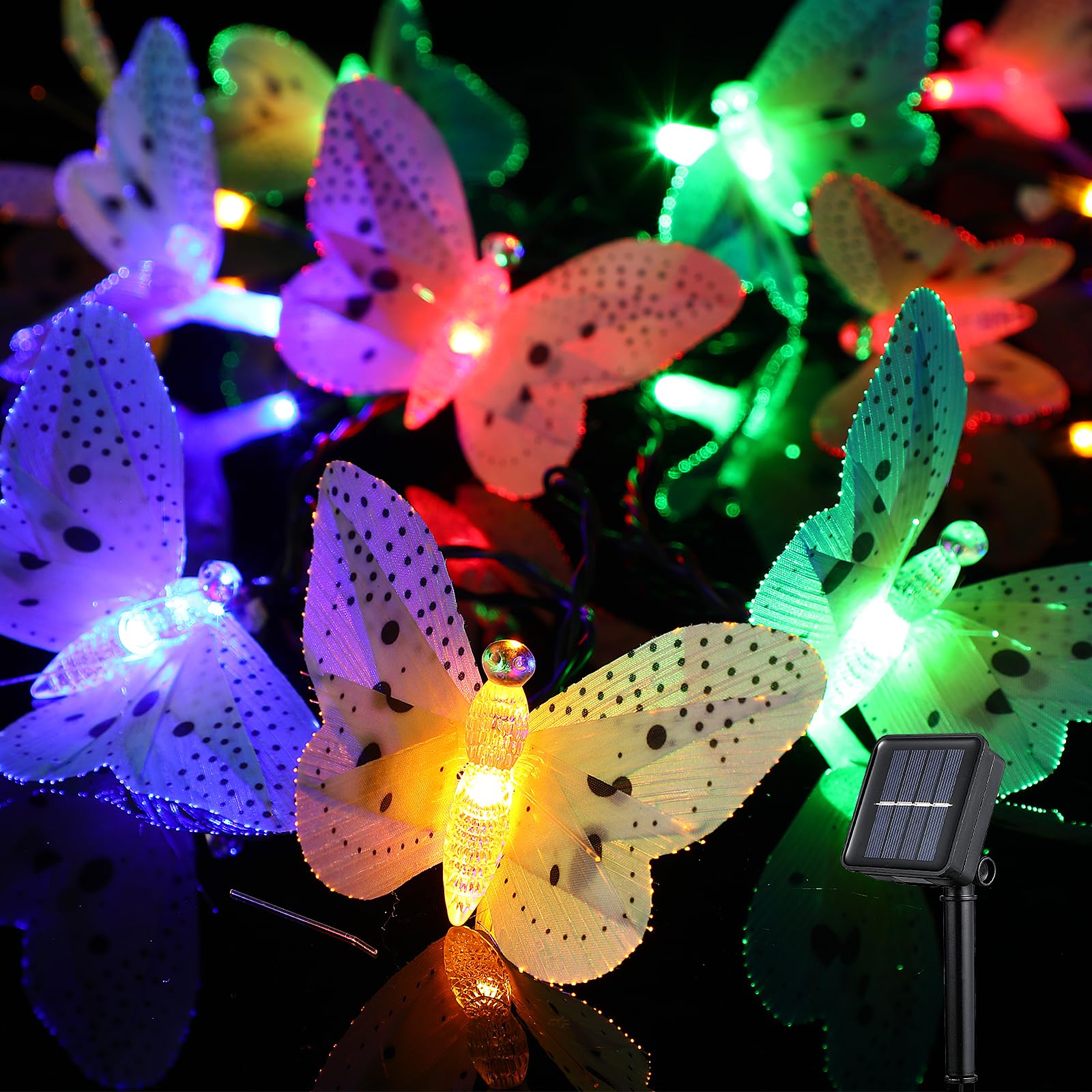 LEDMOMO Led Solar Butterfly String Light, Multicolor Butterfly Fairy Lights Waterproof Sloar Garden Lights for Outdoor Home Patio Decoration Lighting [Energy Class A+]