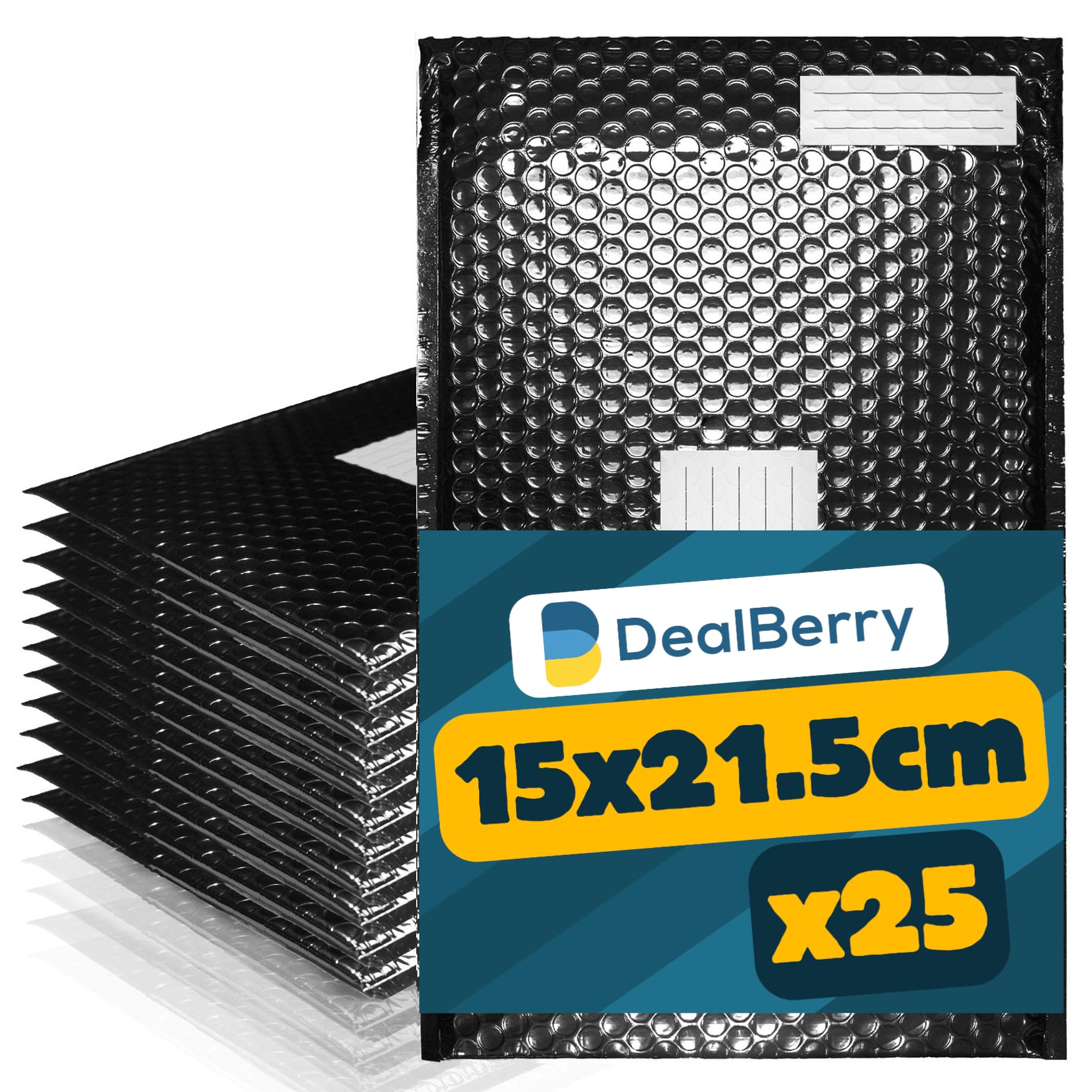 25 Pack Padded Bubble Envelopes - Bubble Wrap Envelope - Poly Bags for Shipping Packaging Mailing - Envelopes Peel and Seal - Address & Return Box (Black, 15x21.5cm)