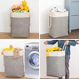 BrilliantJo 78L Large Collapsible Laundry Basket with Handles Beige Grey 60H x view 3