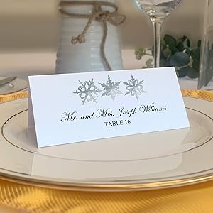 Christmas and Holiday Snowflake Pattern Printable Place Cards, Set of 60 (10 Sheets), Laser & Inkjet Printers - Wedding, Party, Dinner, and Special Events - Made in The USA