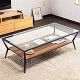 【深みある木目とデザイン性ある脚が魅せる華やかなガラステーブル】幅120cm 厚さ8mmの強化ガラスを使用 くびれた脚がお部屋のアクセントに がたつき防止アジャスター付き (ダークブラウン色) ダークブラウン色 幅120cmテーブル