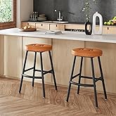 HOOBRO Bar Stools, Set of 2 Bar Chairs,Counter Height Stools,PU-Padded Kitchen Counter Stools, Modern Backless Breakfast Stoo
