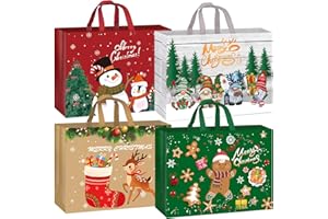 Fayayuan 12 Pack Extra Large Christmas Gift Bags, Reusable Tote Bags with Handle Non-Woven Christmas Bags for Gifts Wrapping Xmas Holiday-16.9 * 12.6 * 7.1”