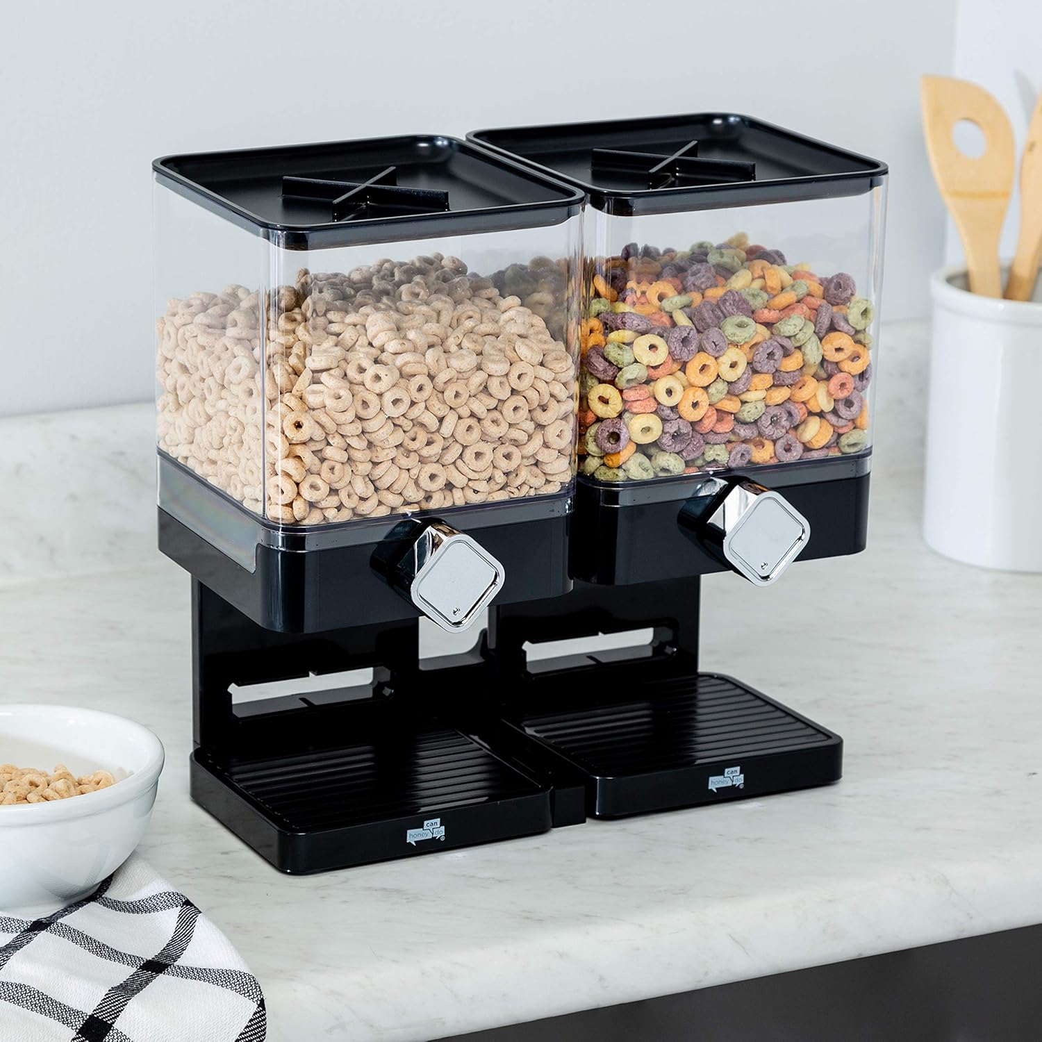 Zevro Compact Dry Food Dispenser, Dual Control, Black/Chrome: Food Savers: Kitchen & Dining