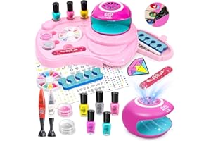 YOLOFLIX Nail Polish Kit for Girl , Kids Nail Art Salon Set with Nail Dryer , Nail Art Kit for Girls Ages 6-12,Makeup Manicures Decoration Studio Gifts for Christmas Birthday Spa Party Favors