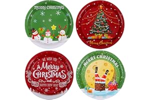 Aneco 60 Pieces Christmas Paper Plates Disposable Plates Round Dinner Plate Party Plate Tableware for Christmas Party Supplies, 9 Inches
