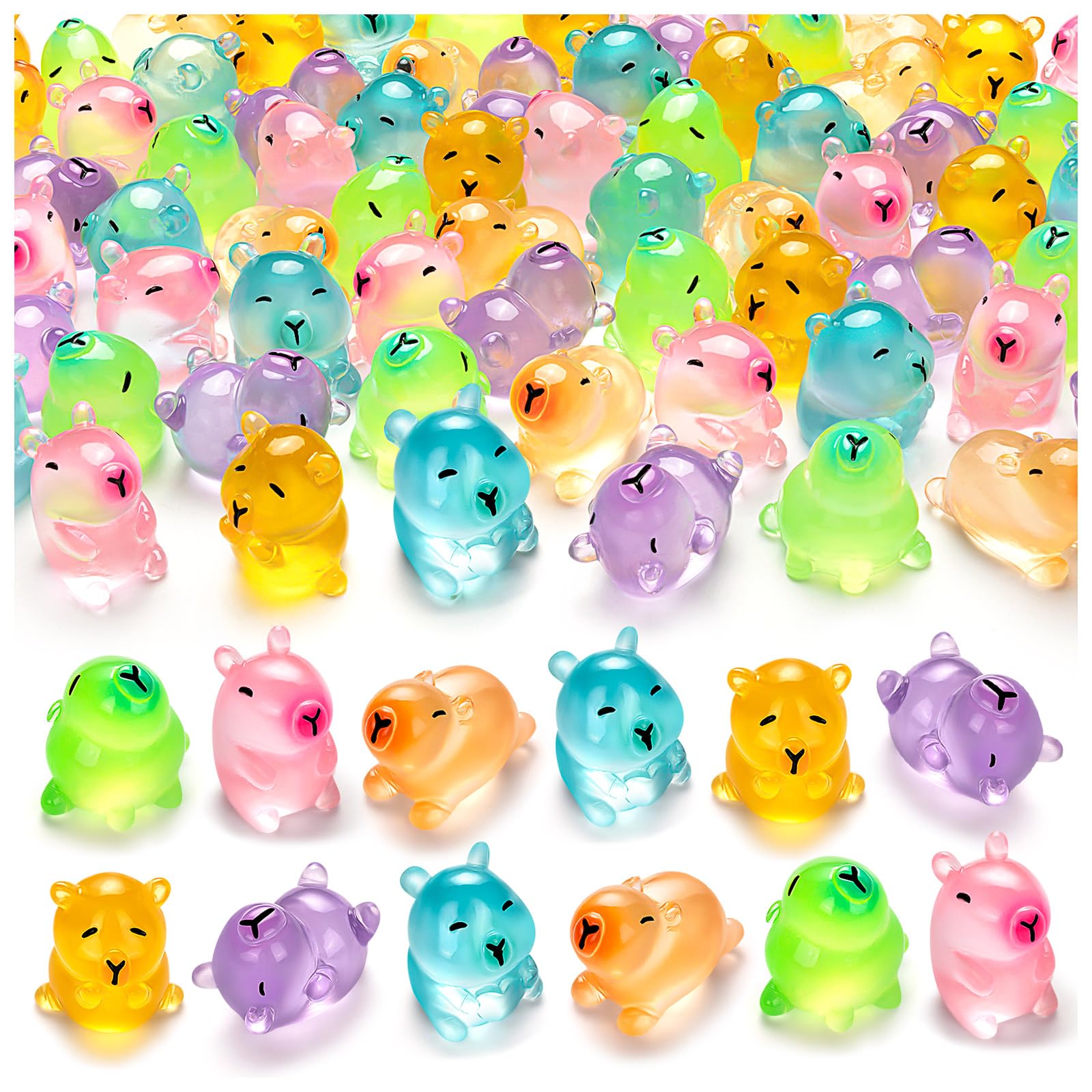 Photo 1 of 36PCS Luminous Mini Resin Capybara Miniature Capybara Figurines Glow in The Dark, Cute Tiny Capybaras Toys for Crafts Fairy Garden Landscape Capybaras Birthday Decorations (6 Style)