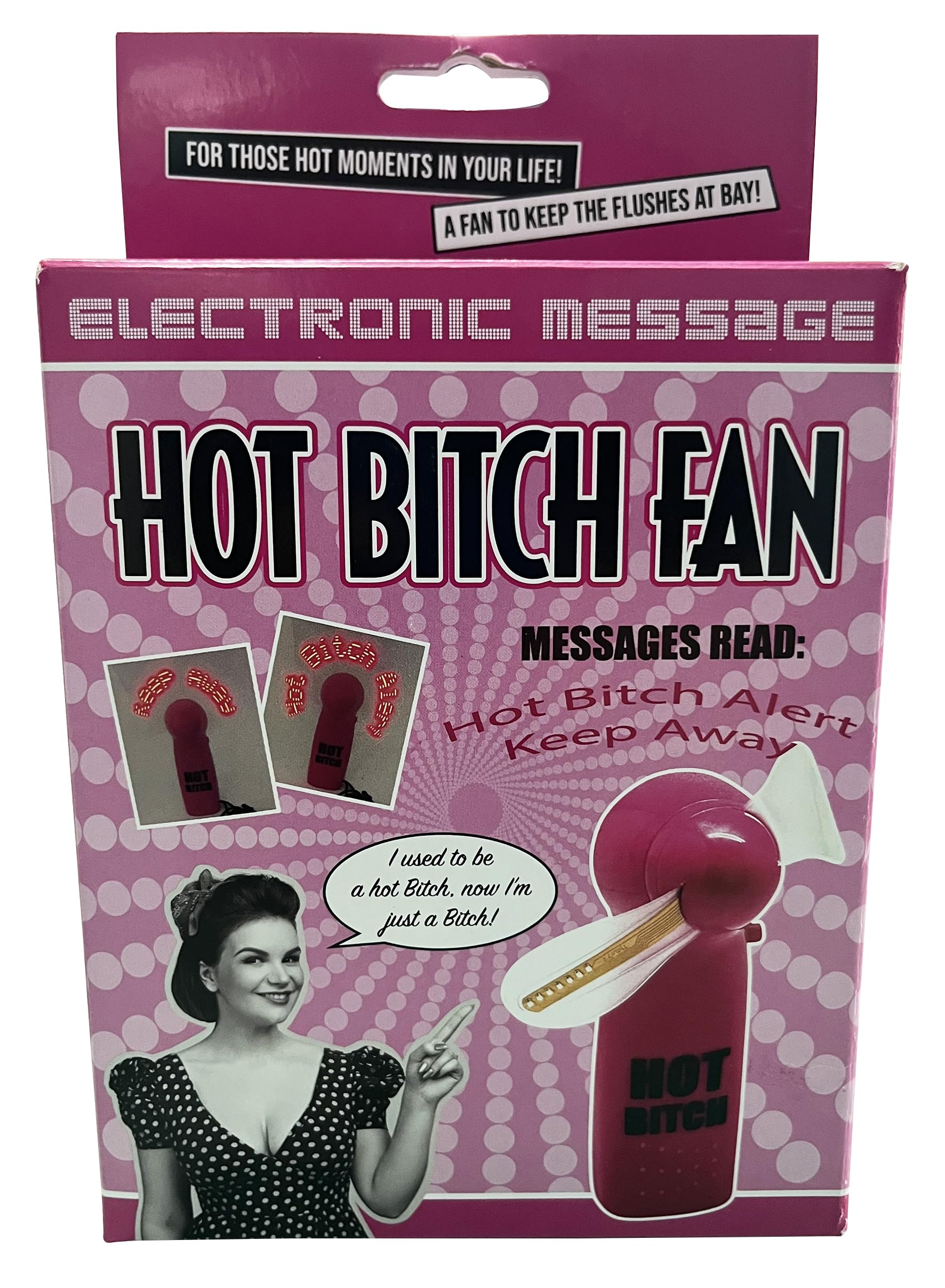 Diabolical Gifts DP1230 Hot Bitch Fan - Funny Gifts for Women, Cute Valentines Gifts for Her, Hot Pink Handheld Fan, Pink Girlfriend Gifts, Funny Gag Gifts for Women, Gifts for Her