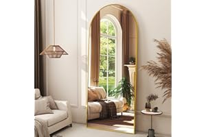 XRAMFY 56" x21 Arched Full Length Mirror Floor Mirrors with Aluminum Alloy Frame Free-Standing Wall Mounted Floor Mirrors or Large Dressing Mirror, Gold Mirror Full Length