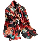 NUWEERIR Womens 100% Large Mulberry Silk Scarf Long Satin Scarf Fashion Lightweight Wraps