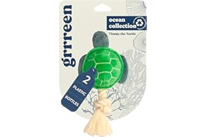 GRRREEN Dog Toys | Plush Turtle Stuffed Animal with Rope for Dogs | Eco Friendly Toy - Easy to Clean and Made from Non Toxic Materials
