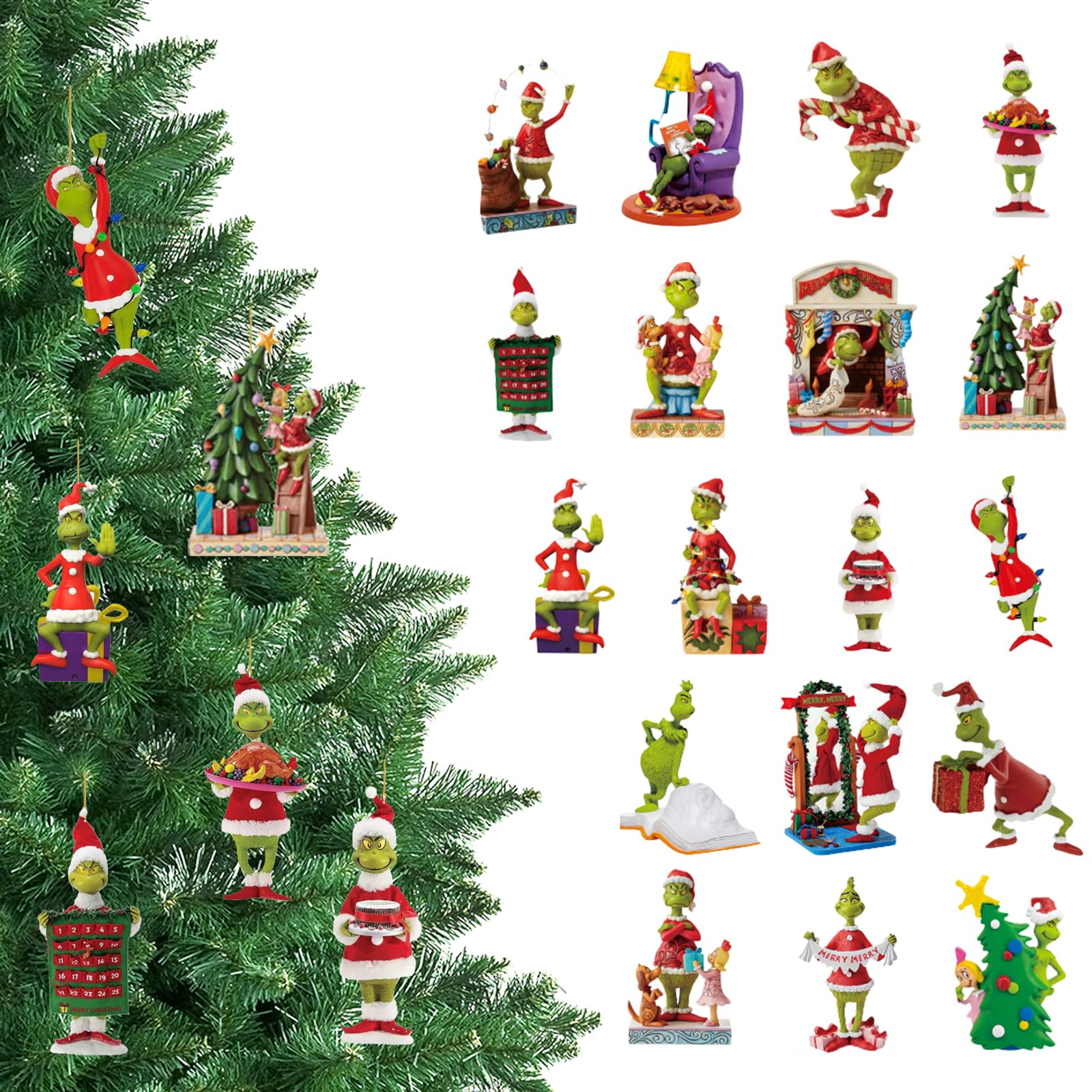 Photo 1 of 18 Pcs Christmas Tree Decoration Cute Green Monster Christmas Hanging Ornaments Acrylic Tree Ornaments Mini Xmas Green Hanging Pendant for Party Decoration Supplies 8cm/3.15in