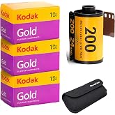 Kodak Gold 200 35mm Film Roll 24 Exp 3 Rolls with Sturdy Tiger Storage Case