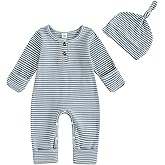 aporake Neutral Baby Clothes Newborn Girl Boy Coming Home From Hospital Outfit Cute Ribbed Knit One-Piece Romper Jumpsuit Hat