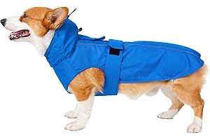 MAMORE Waterproof Dog Raincoat with Reflective Strip, Adjustable Breathable Rain Coat Jacket with Leash Hole for Pets (XX-Large, Blue)