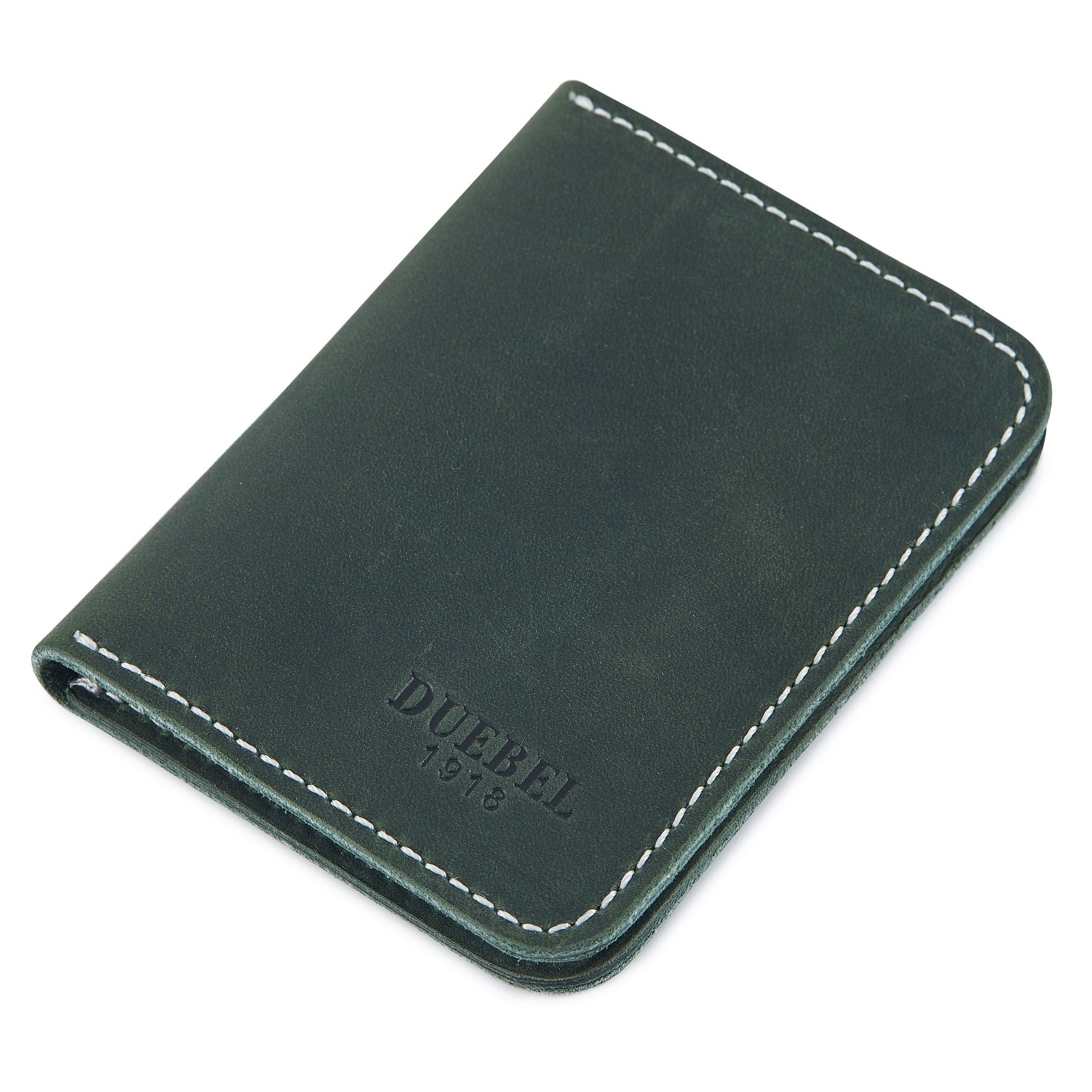 DUEBEL Full-grain Genuine Leather Slim Front Pocket Wallets, Minimalist Thin Card Holder, Card Case Wallet, Green, S